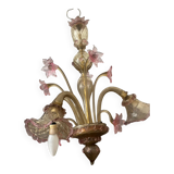 Lustre en verre de Murano fleurs vénitien, circa 1950/1970 rose jaune