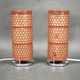 Pair of Red Perforated Metal Space Age Table Lamps, Czechoslovakia, 1970s