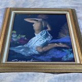 Signed pastel painting on paper < Young woman > dimensions: height -63 cm - width - 51 cm -