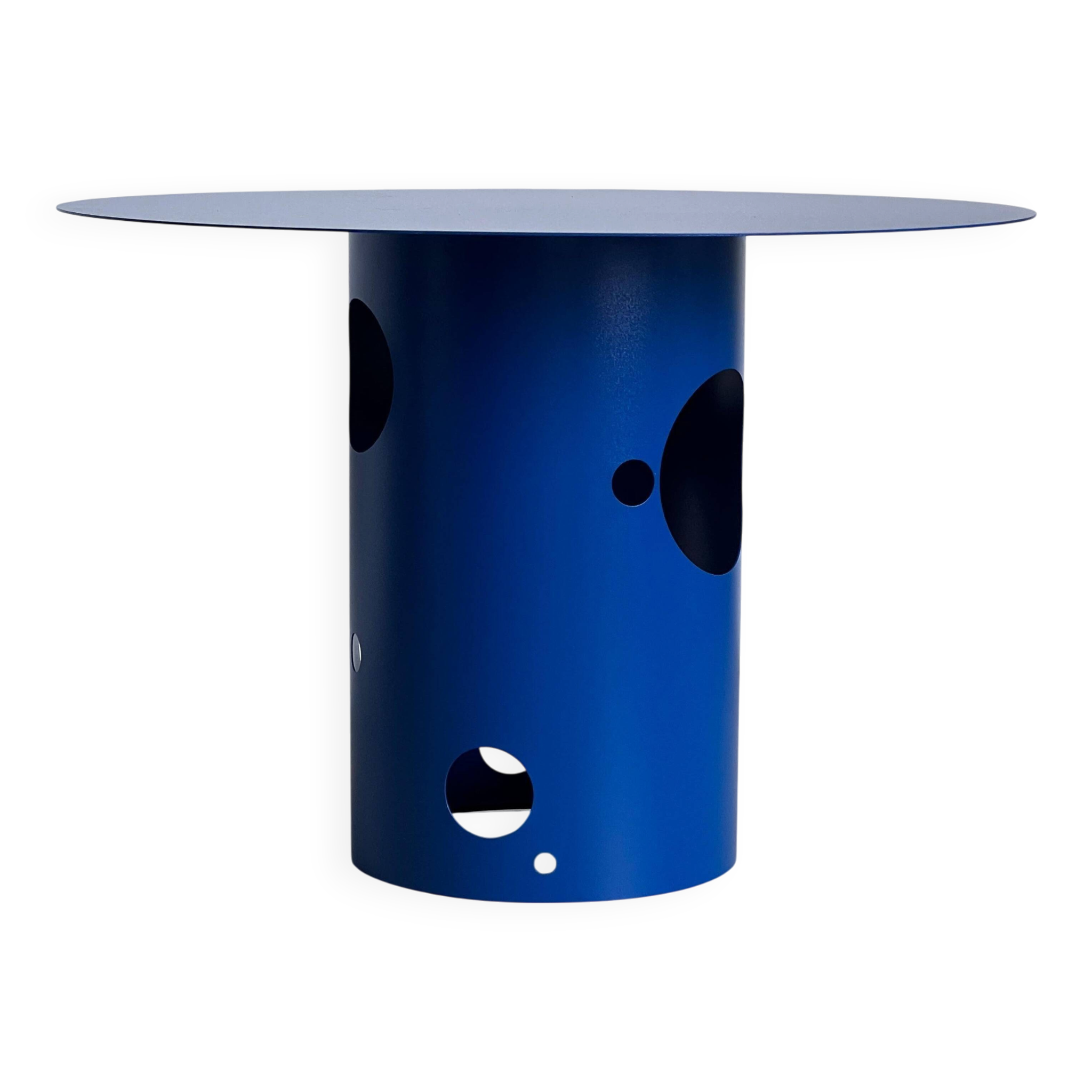 Table de salle à manger italienne contemporaine du XXIe siècle, silos, bleu électrique
