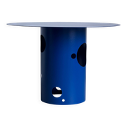 Table de salle à manger italienne contemporaine du XXIe siècle, silos, bleu électrique