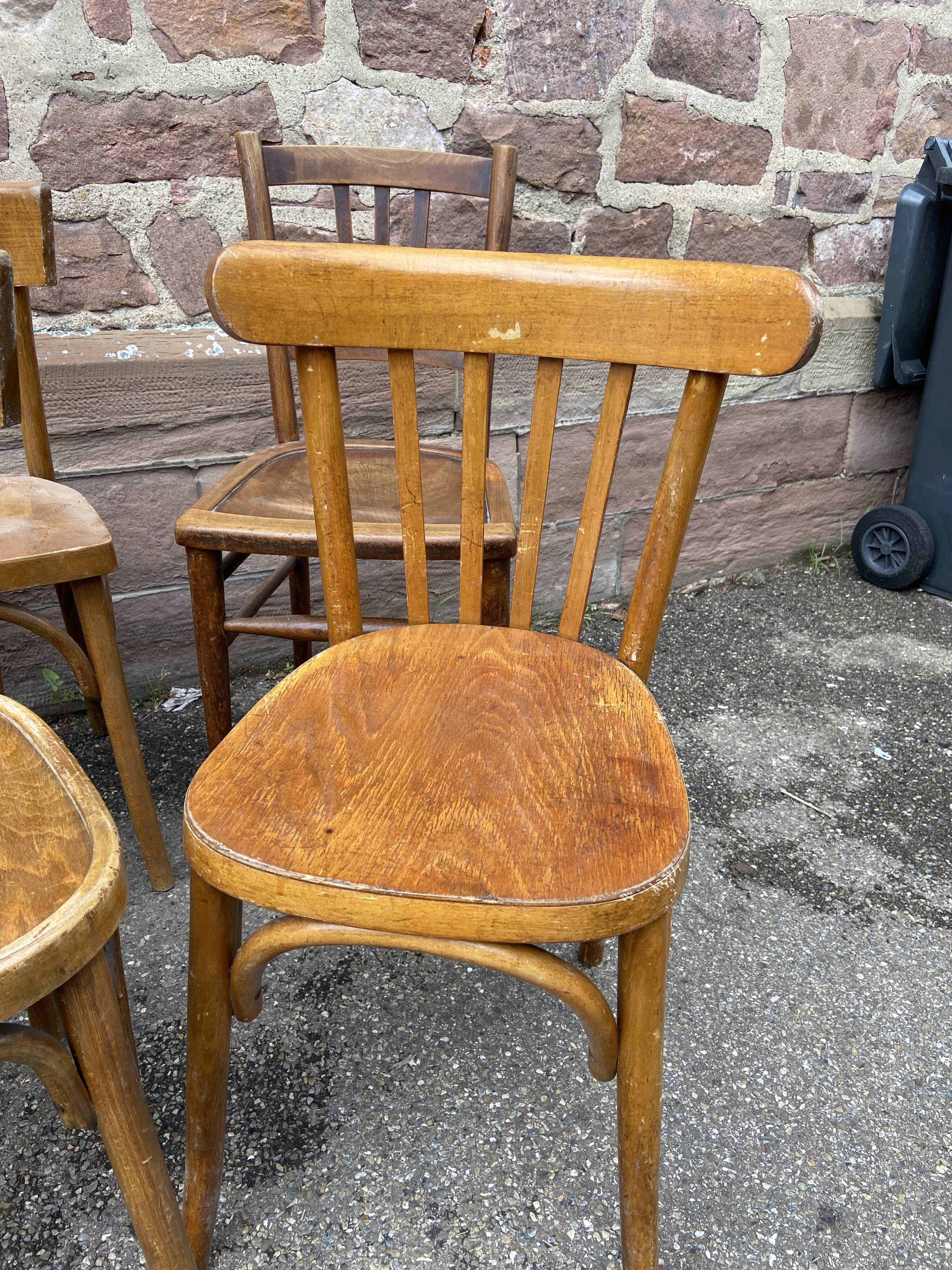 lot 6 Mismatched bistro chairs curved wood Brasserie
