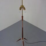 Tripod Teak & Copper Floor Lamp from Fog & Mørup, 1960s