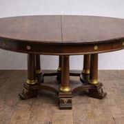 Large extendable round table – column base – Empire period / mahogany