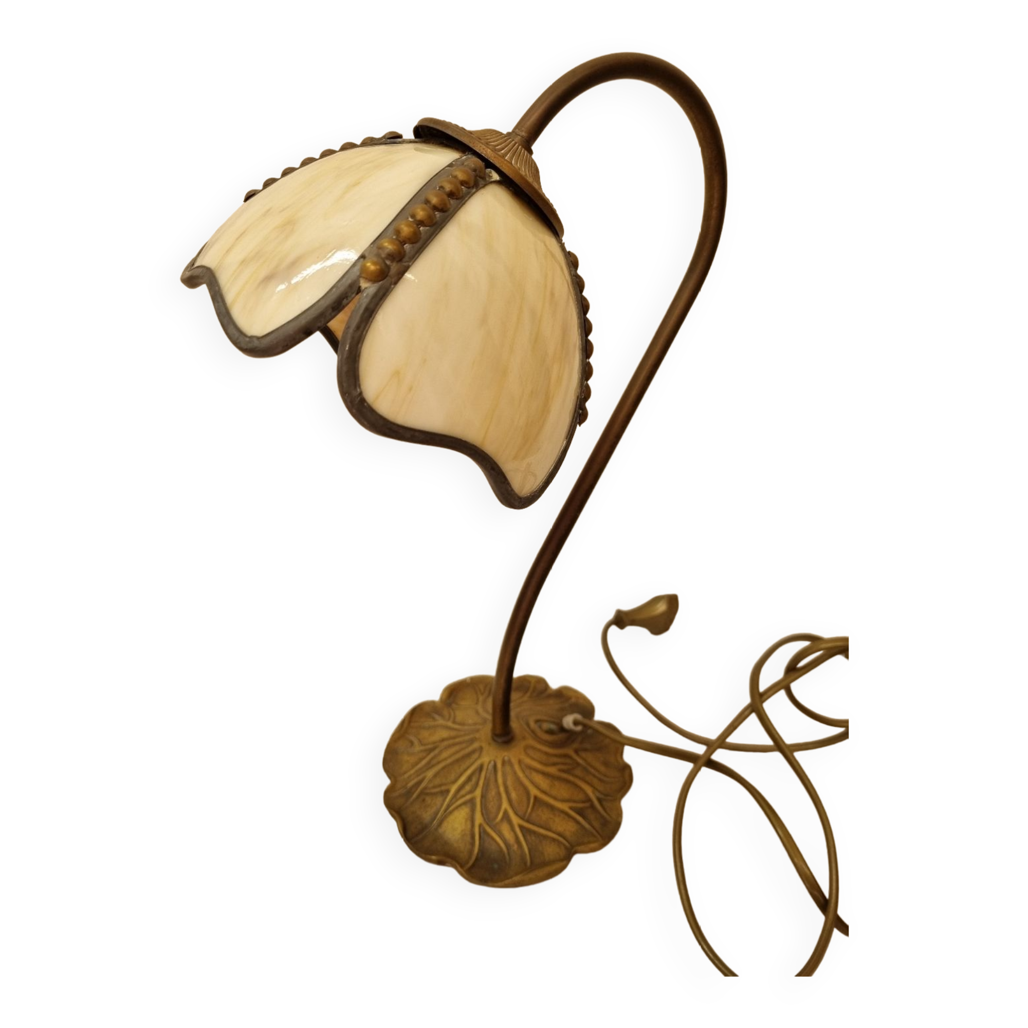 Bronze water lily lamp & glass paste