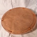 Pink moulded glass dish underside