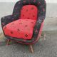 Fauteuil année 50 rouge et noir pieds compas