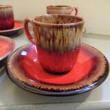 Coffee service, 6 ceramic cups and saucers from Vallauris 50s/60s Vintage
