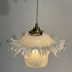 Opaline scalloped pendant light and Art Deco tulip