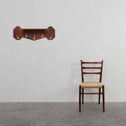 Art Deco coatrack in oak and copper, Belgium 1920s