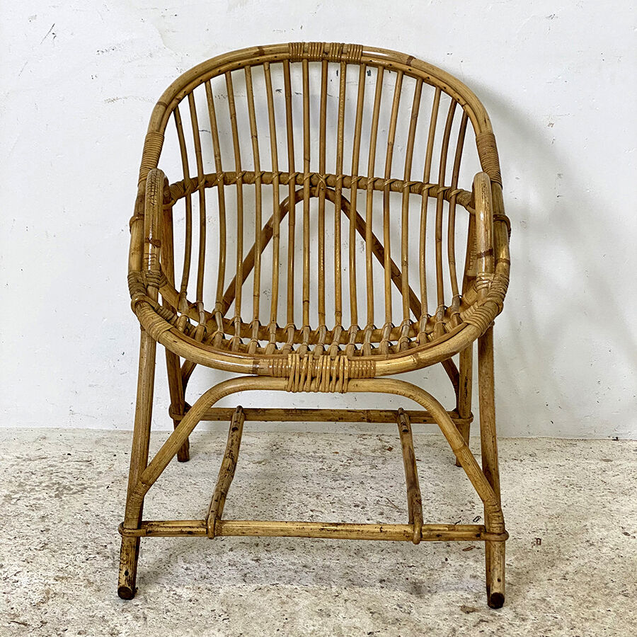 Vintage rattan armchair 60's