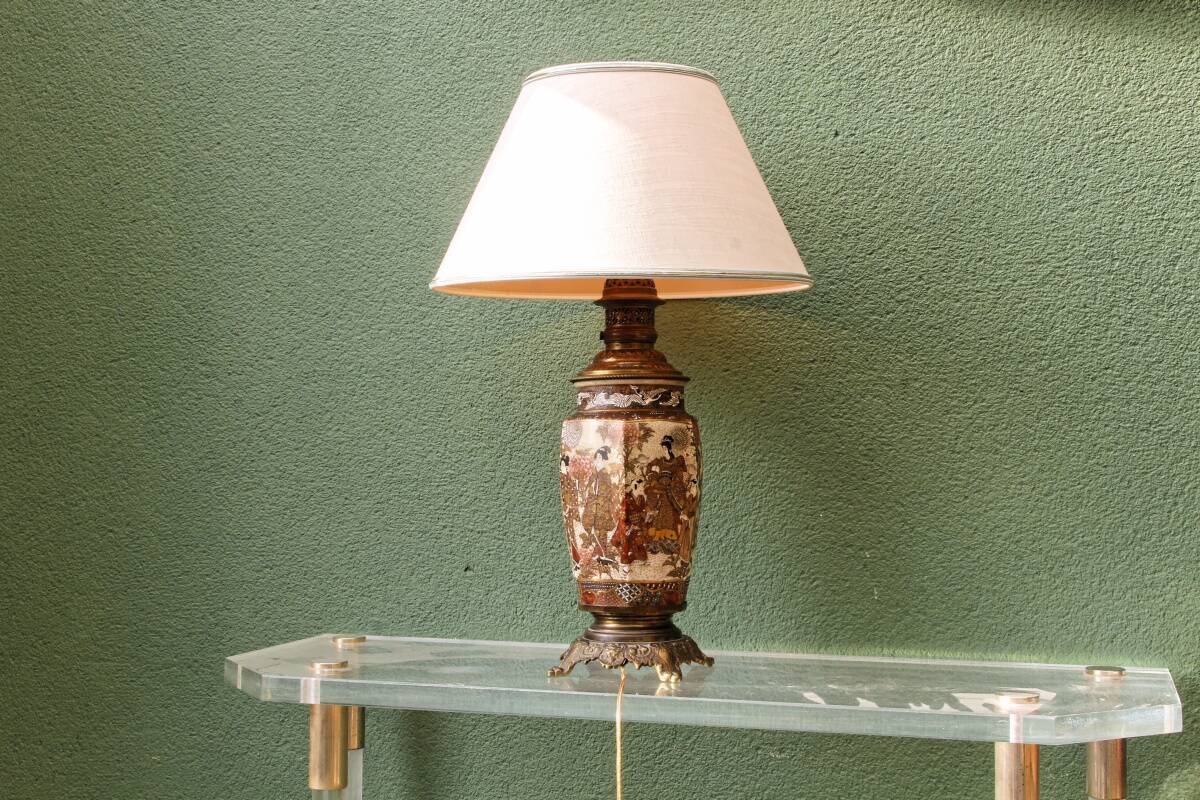Satsuma ceramic lamp, 19th century