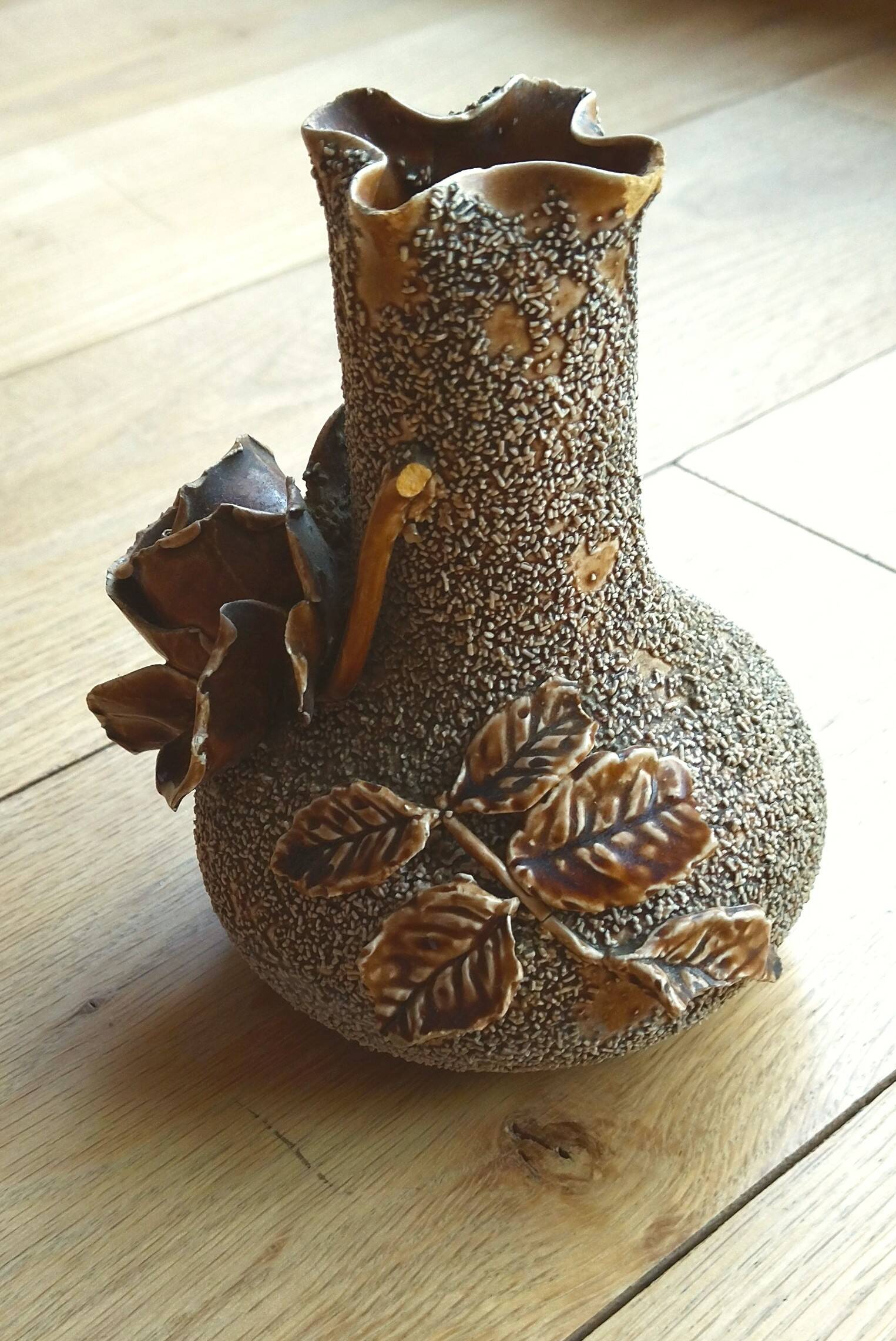 Beautiful antique majolica and slipware vase