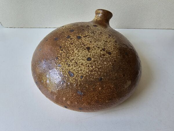 Ancienne Gourde bouteille en grès signée Jacques Migeon LA BORNE (Cher)