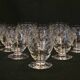 10 old port wine glasses in engraved art deco chiseled crystal