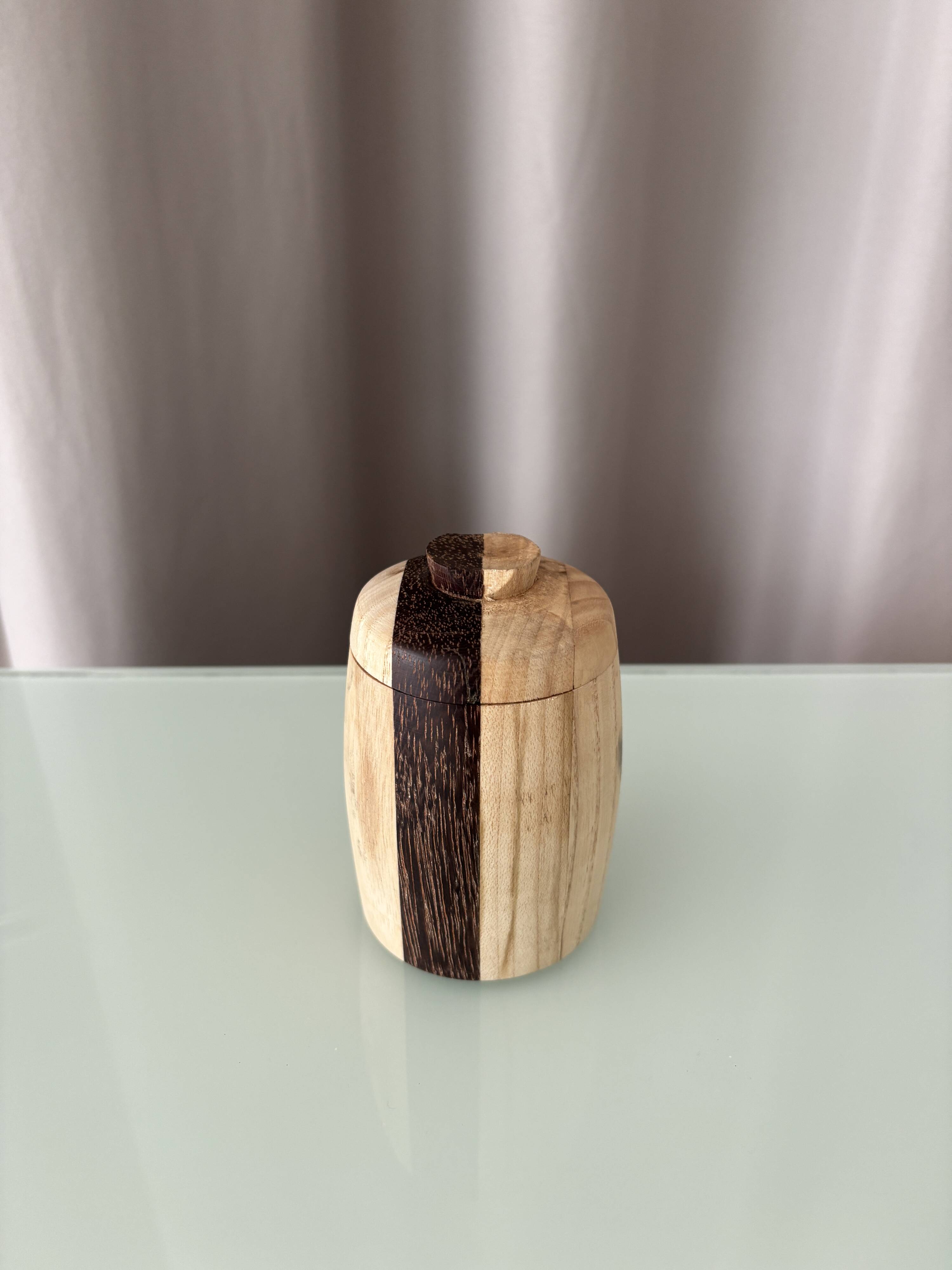 Scandinavian Hand-Turned Wooden Lidded Pot, Denmark, 1970s