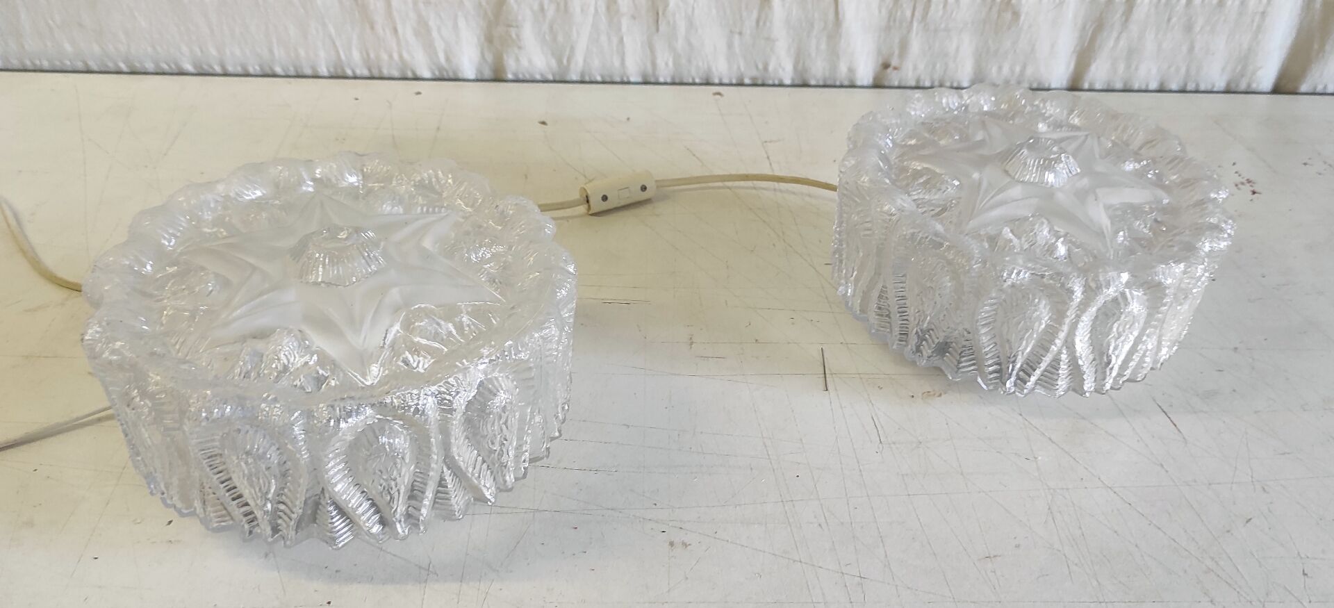 Ceiling light, moulded glass wall sconce - 1960s-70s