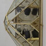 Mid-Century Modern Italian Brass and Frosted Glass Ceiling Lights, '70