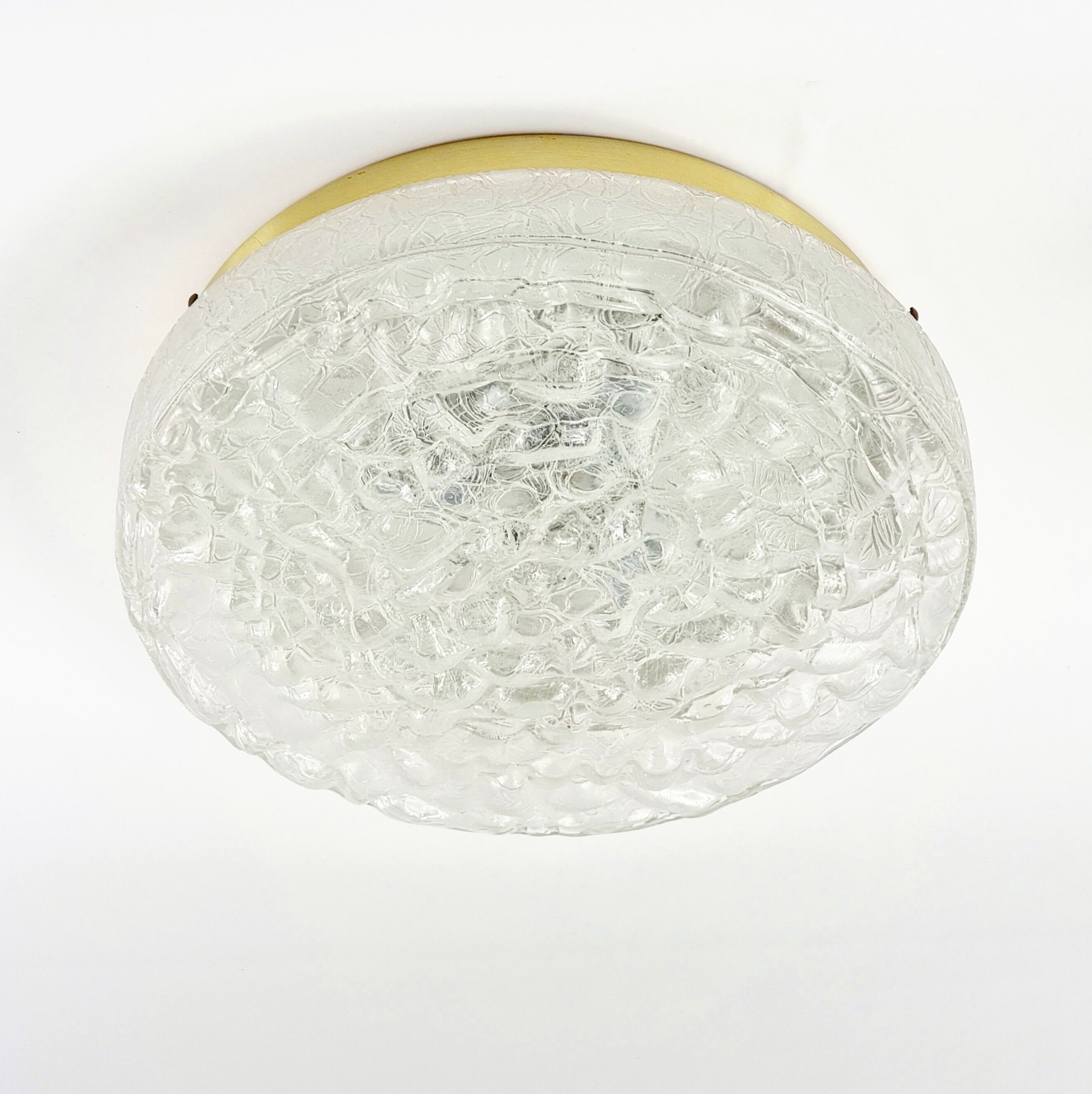 Large Murano Ice Glass Flush Mount/Ceiling Light from Doria Leuchten, Germany, 1960s