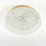 Large Murano Ice Glass Flush Mount/Ceiling Light from Doria Leuchten, Germany, 1960s