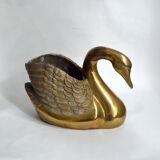 XXL brass swan pot cover