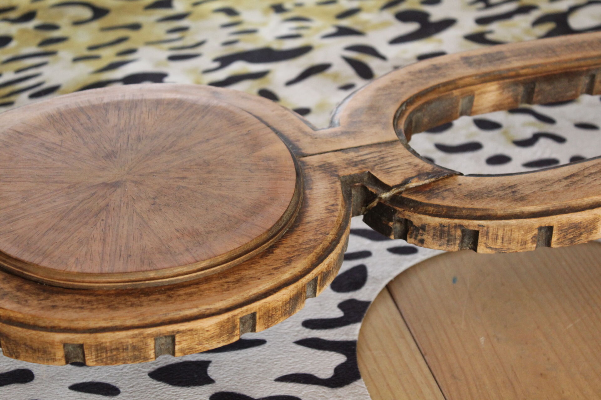 Console old feet wood and marble top