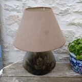 Vintage 1970 Art ceramic bedside lamp Herbarium style