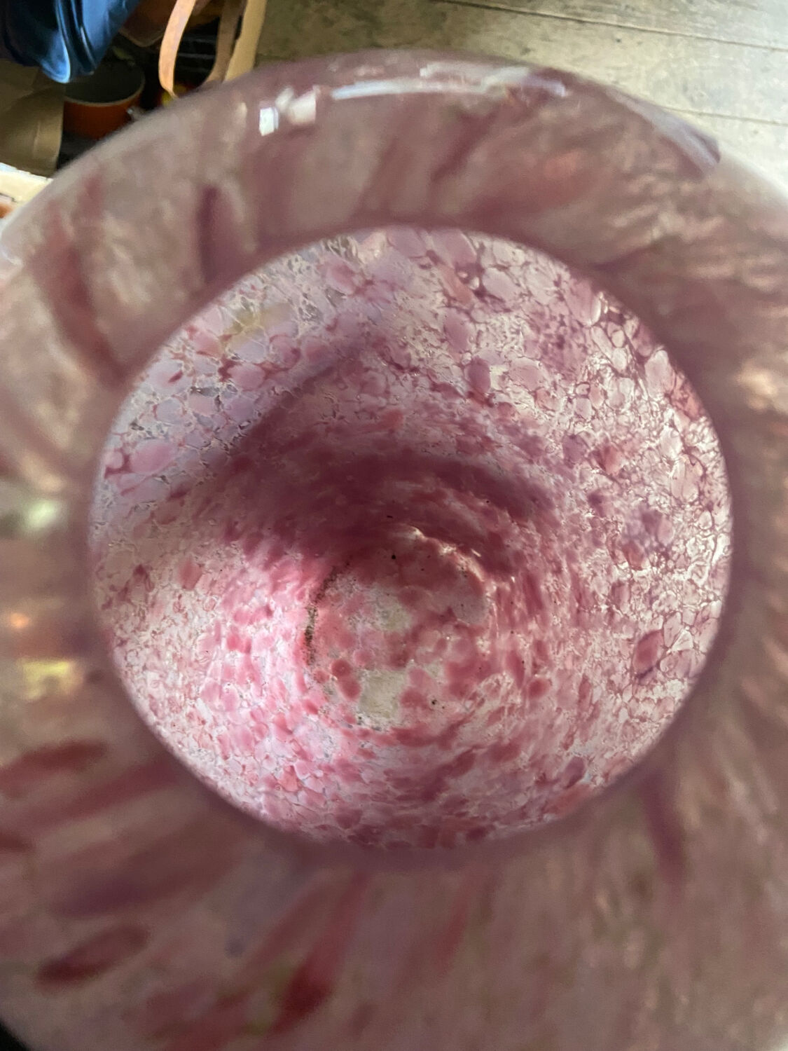 Glass paste vase, La Rochere, vintage, glassware, pink,