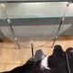Console tripode en verre et fer  1950