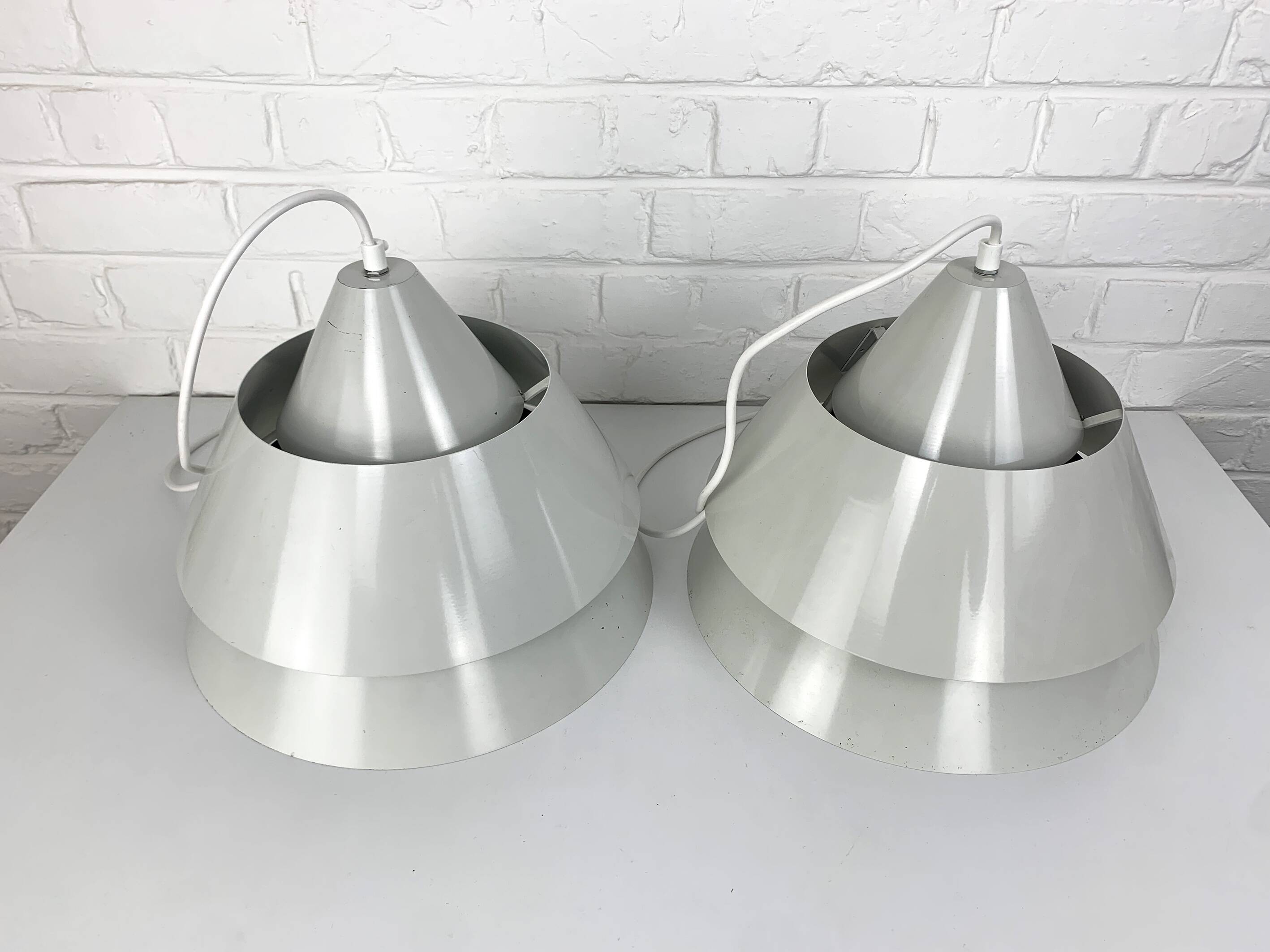 Pair of Zone Pendant Lights in gray, Jo Hammerborg for Fog & Mørup, 1960s