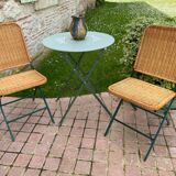 Pair of rattan folding chairs