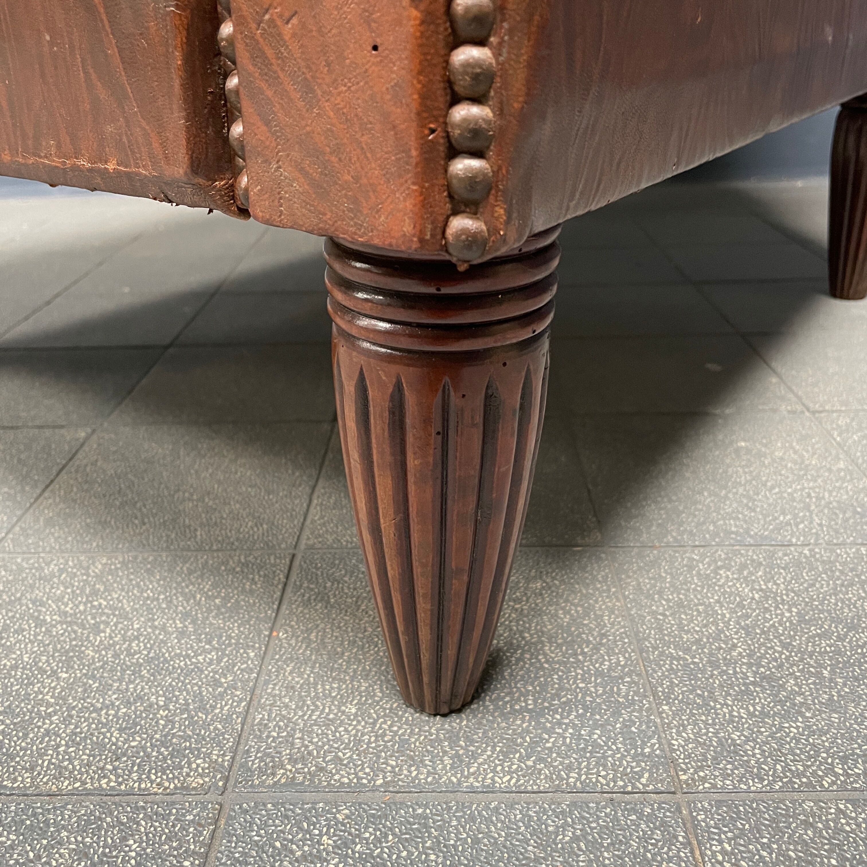 Leather art deco club chair from france, early 1900