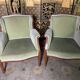 Pair of English armchairs green velvet