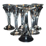 Set of 6 old liqueur glasses - flared tulip shape in cut crystal 1900