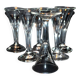Set of 6 old liqueur glasses - flared tulip shape in cut crystal 1900