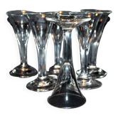 Set of 6 old liqueur glasses - flared tulip shape in cut crystal 1900