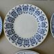 6 flat plates, blue décor, 23 cm