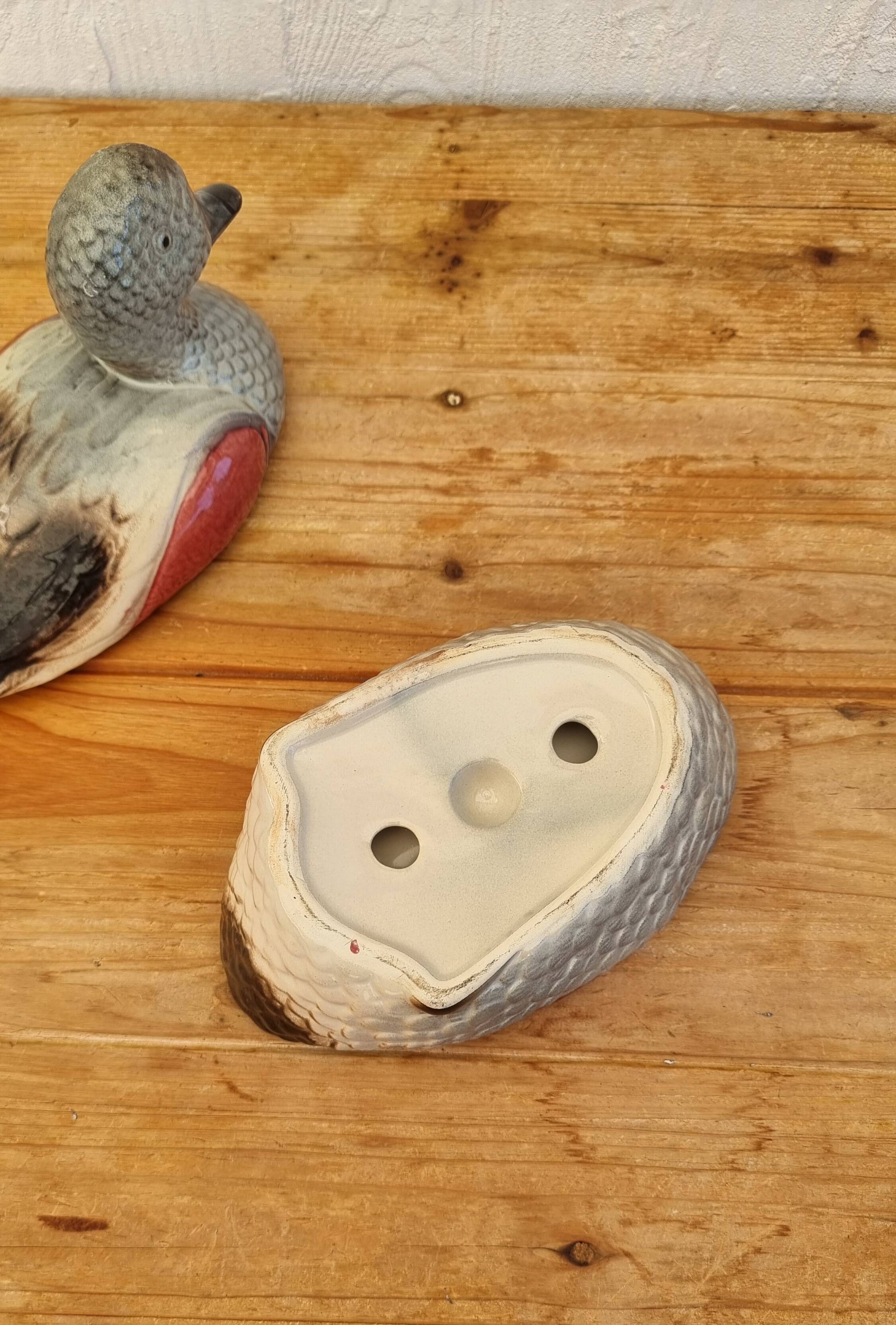 Antique earthenware terrine in the shape of a duck.