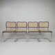 4 tubular frame and cane cantilever dining chairs by Marcel Breuer, Italy, 1970s