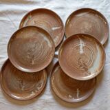 lot 6 assiettes plates grès artisanal