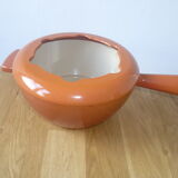 Enamelled cast iron fondue set with cast iron handle - Volcanic color