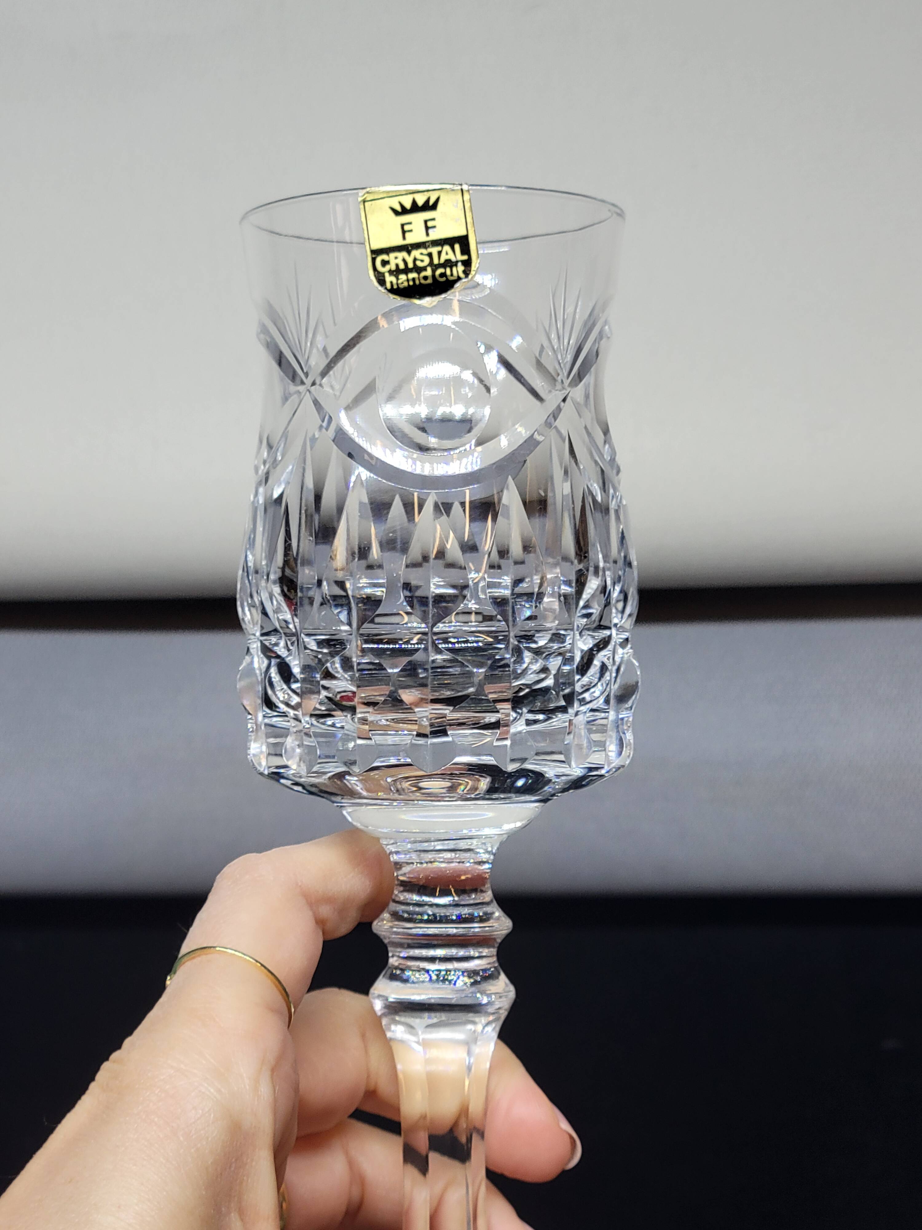 6 thick cut crystal wine glasses ff crystal hand