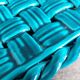 Emerald green braided slip trivet and bottle holder, knife holder