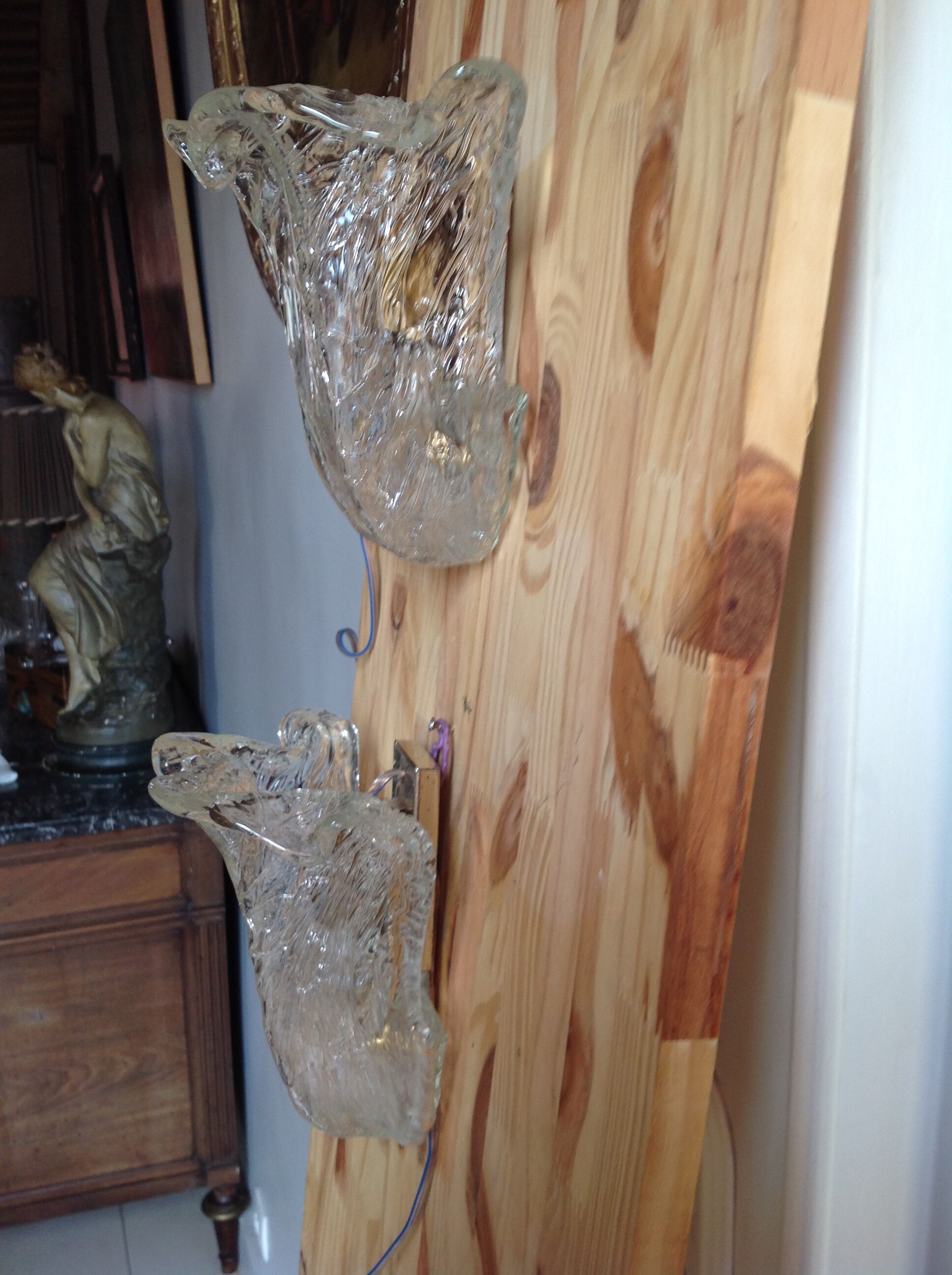 Pair of vintage Murano glass sconces, 70s