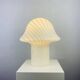Large mushroom-shaped table lamp in white crystal glass with striped zebra pattern Peill and Putzler XL 1970