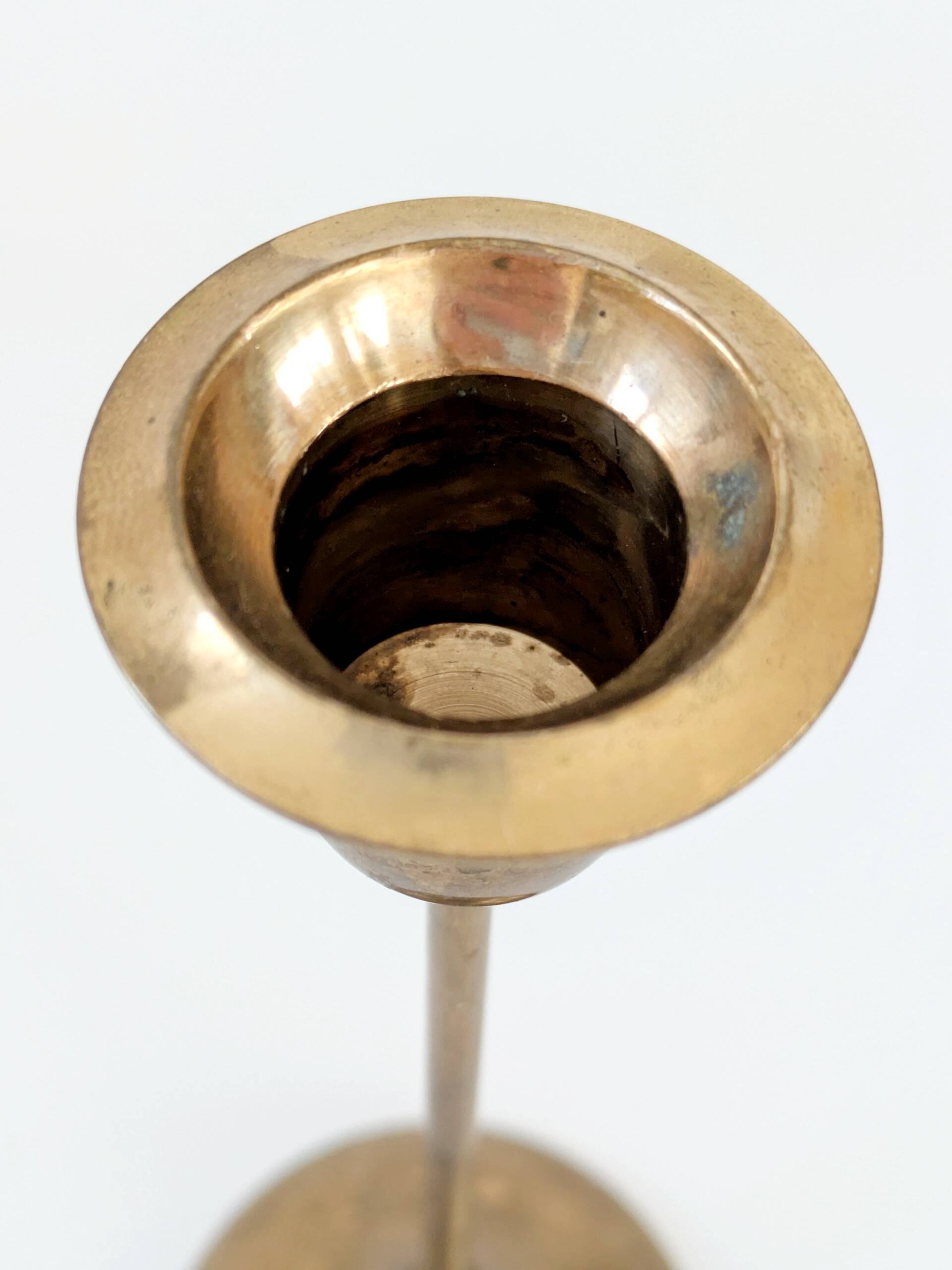 Pair of mid-century vintage brass candlesticks