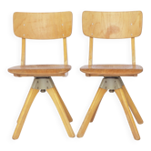 Paire de chaises pivotantes vintage Casala, années 1970, en hêtre industriel allemand.