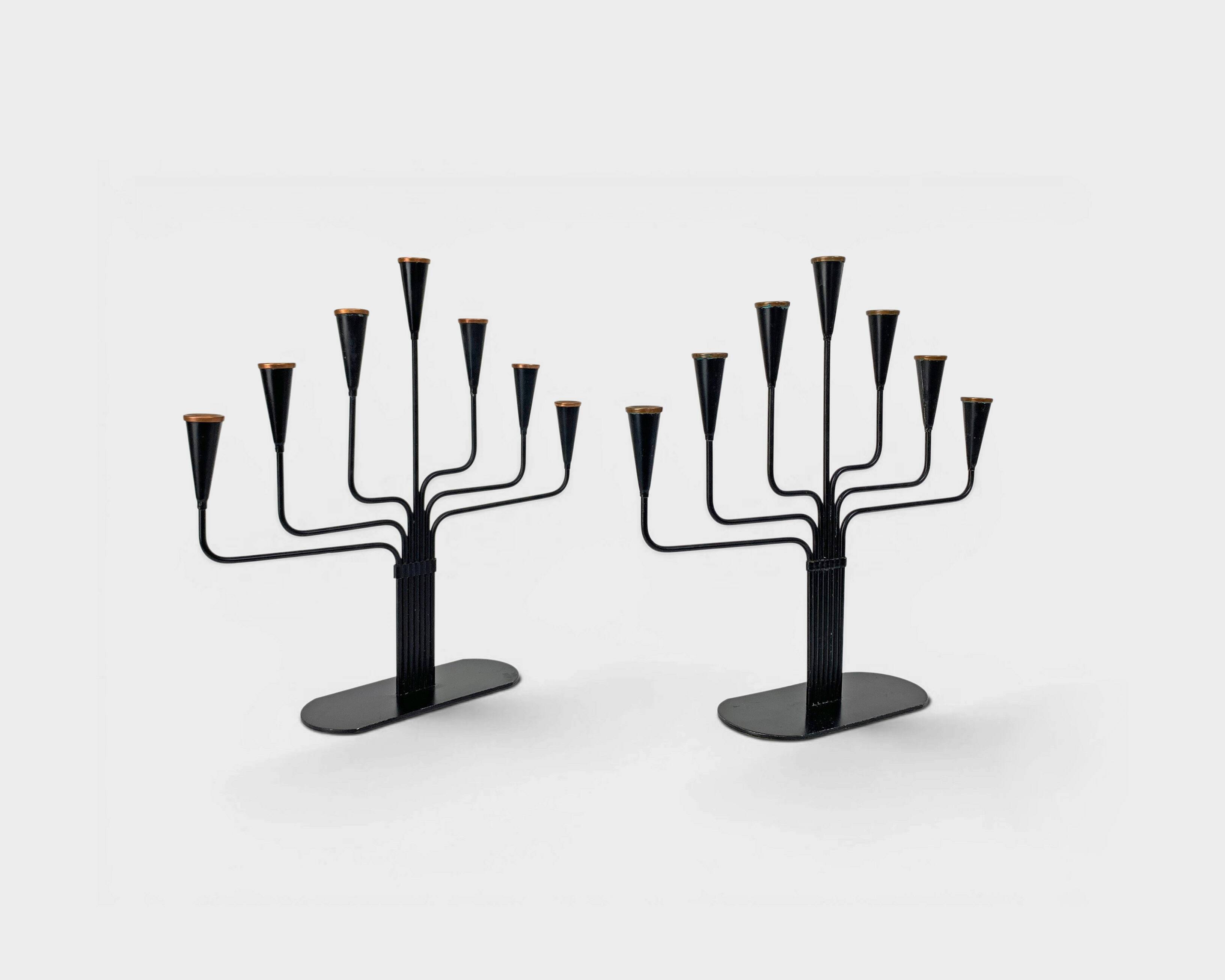 Pair of candelabra by Gunnar Ander for Ystad Metall, Sweden, 1950s.