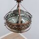Pair of 1970s Brutalist Copper and Blown Glass Green Bottle Pendant Lamps