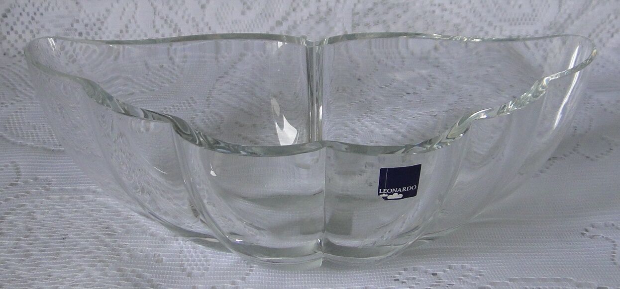 Vase planter in thick glass LEONARDO handmade original vintage shape
